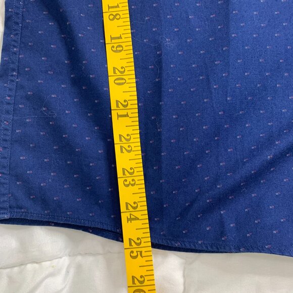 Tommy Hilfiger Men’s XL Blue Long Sleeve Shirt – Micro Red & White Pattern - Picture 9 of 12